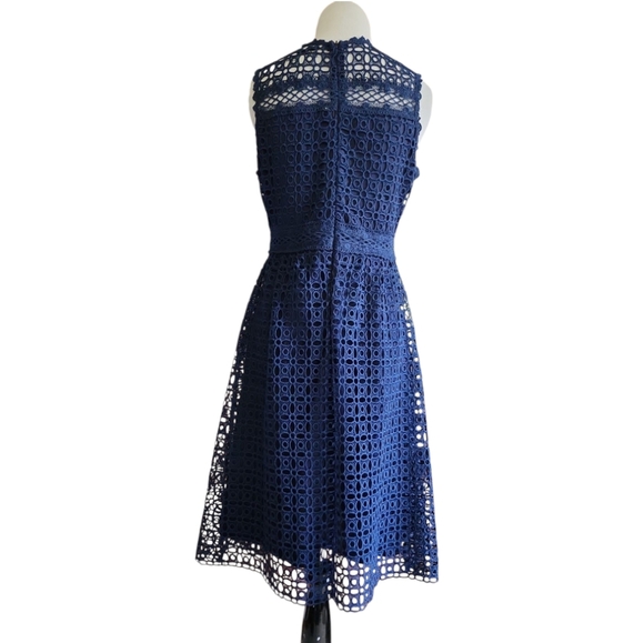 Molly Bracken Navy Macrame Elegance Dress Size Small - Picture 4 of 7